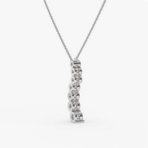 Graduated Diamond Drop Pendant Necklace - Round Cut Cubic Zirconia