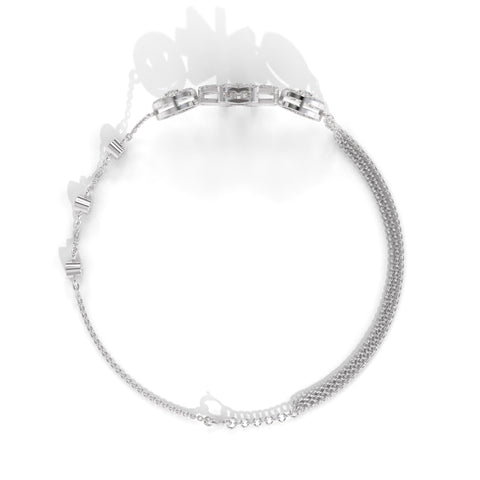 Cubic Zirconia Silver-Plated Wraparound Bracelet for Women