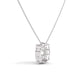 Silver Princess Cut Diamond Halo Pendant Necklace 