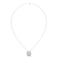 Silver Princess Cut Diamond Halo Pendant Necklace 