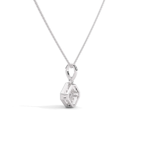 Princess Diamond Halo Silver Pendant