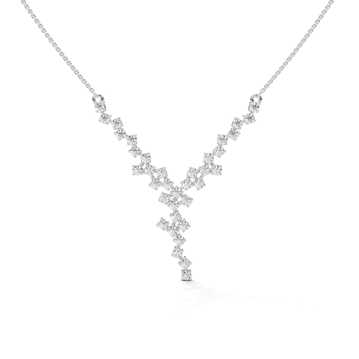 Cubic Zirconia Diamonds Silver Pendant Charm Necklace