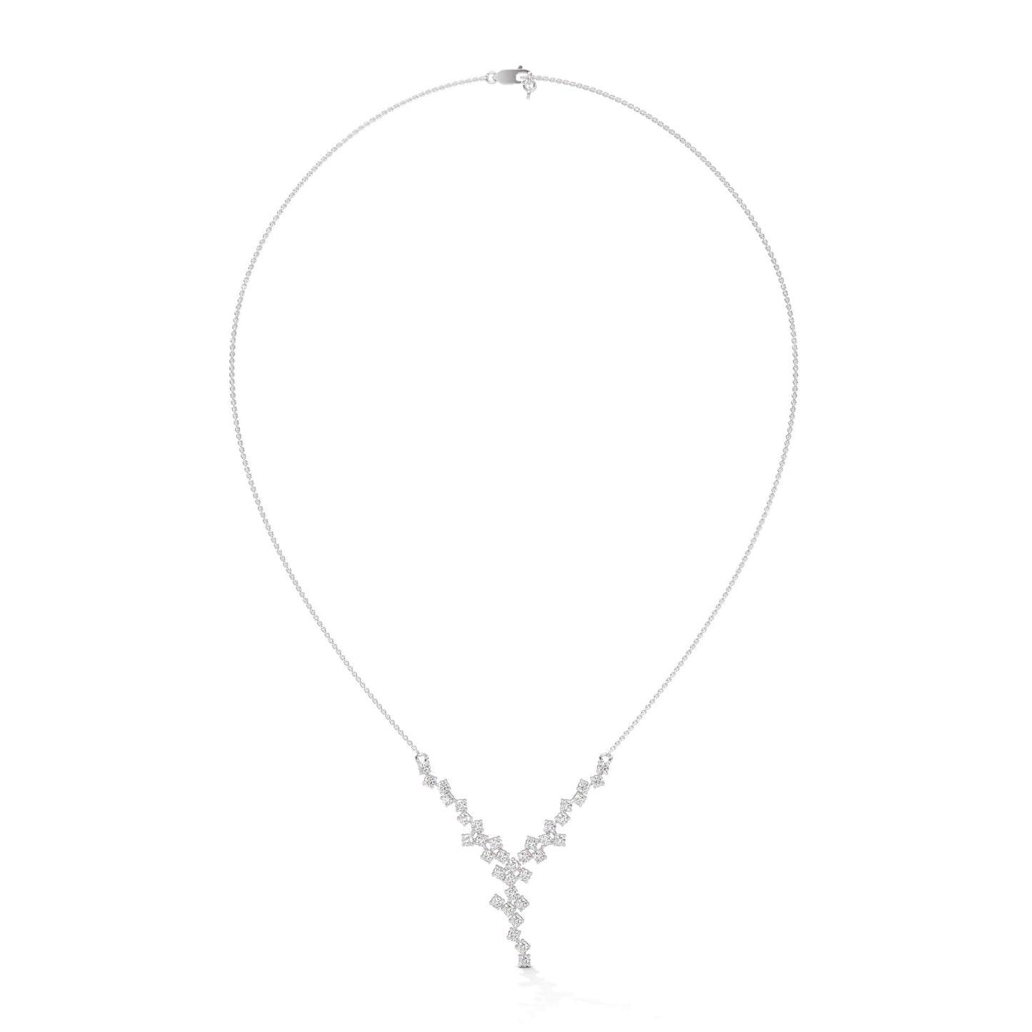 Cubic Zirconia Diamonds Silver Pendant Charm Necklace