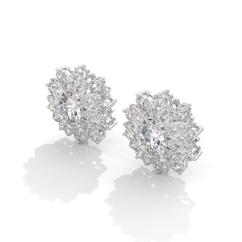 925 Sterling Silver Spring Flower Stud Earrings For Women 