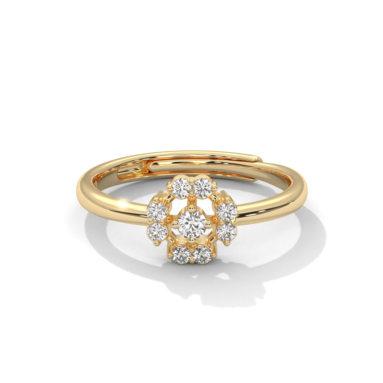 Nature-Inspired Silver Diamond Ring