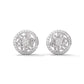 Diamond Cluster Stud Silver Earrings