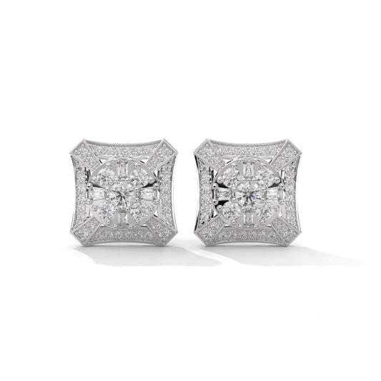 Natural Diamond Stud Earrings in 925 Sterling Silver