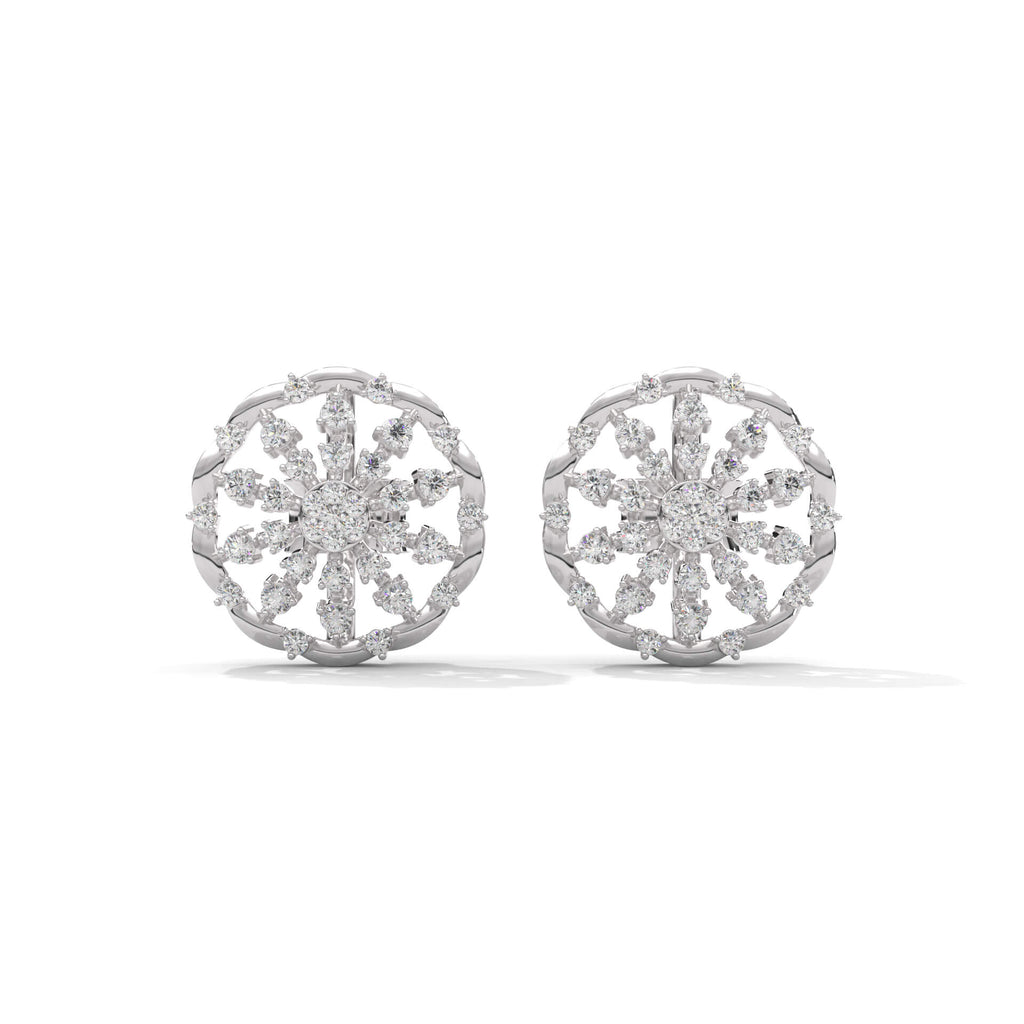 925 Sterling Silver Diamond Studded Stud Earrings