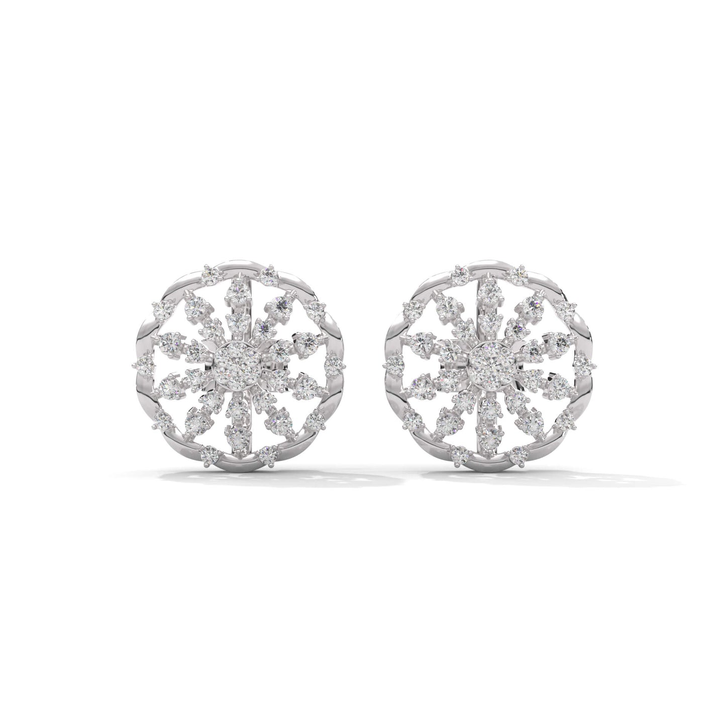 925 Sterling Silver Diamond Studded Stud Earrings