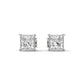 Silver Princess Cut Solitaire Earrings For Women