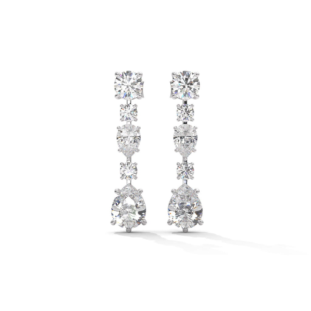 Drop Jazz Silver Diamond Earrings