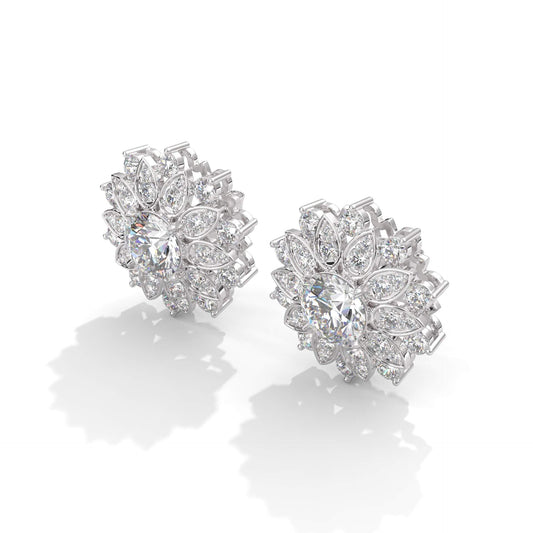 Brilliant Round Cut Diamond Halo Stud Earrings