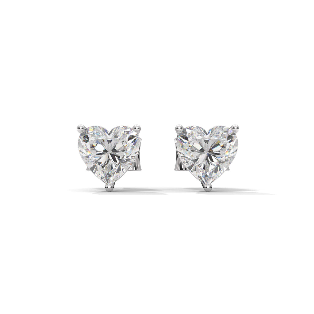 Heart Shaped Solitaire Diamond Stud Earrings