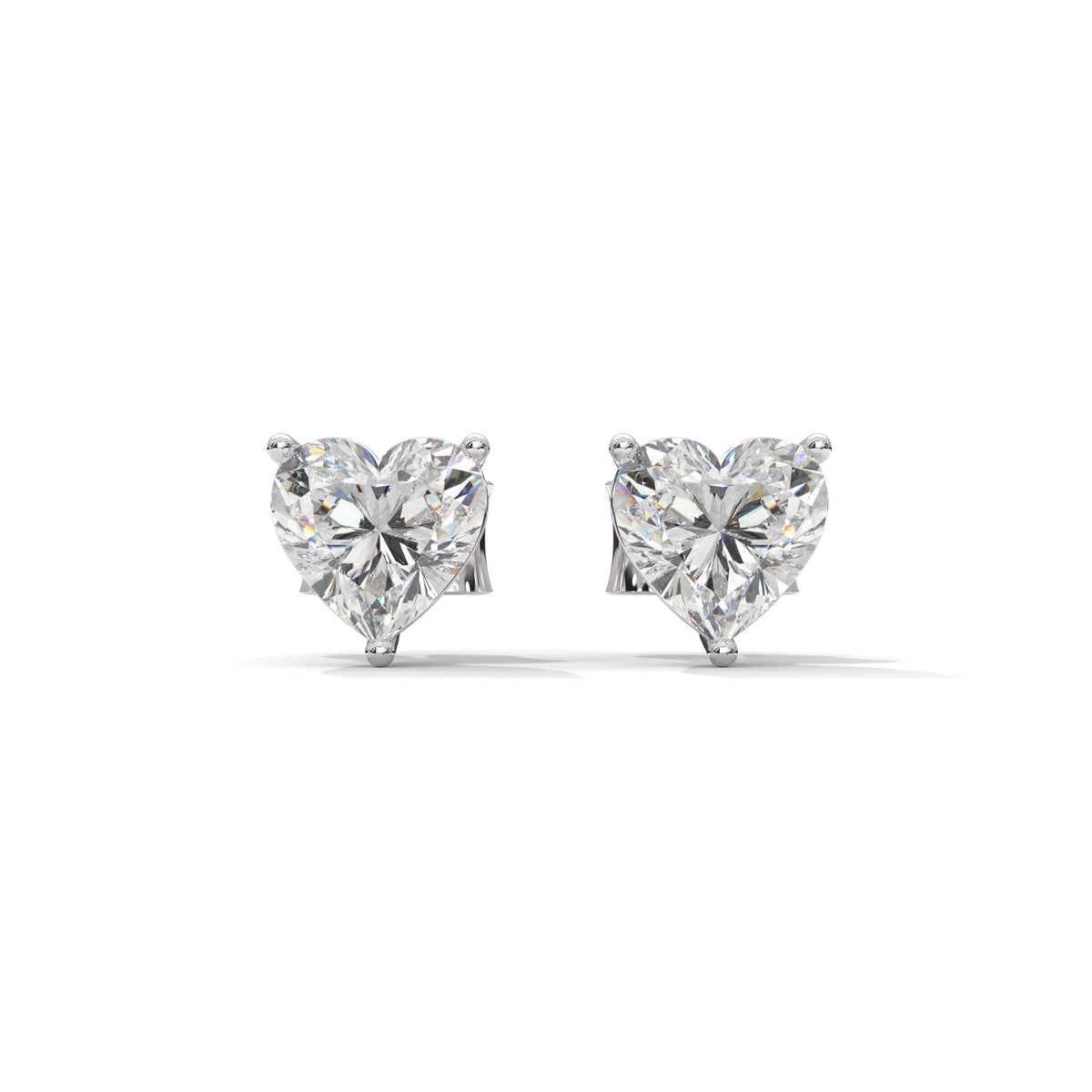 Heart Shaped Solitaire Diamond Stud Earrings