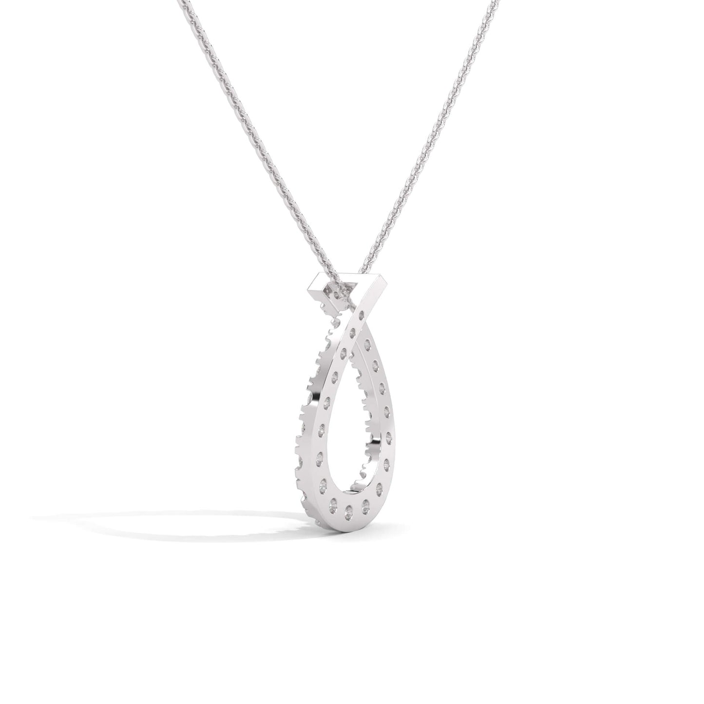 Silver Diamond Pear Drop Necklace pendant