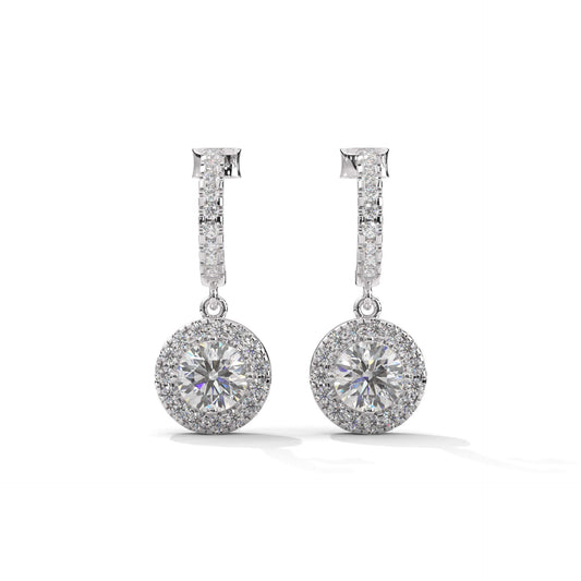 Drop White Diamond Silver Earrings