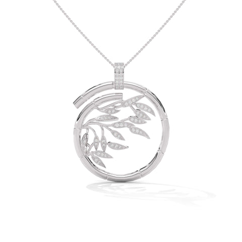 Silver Leaf Necklace - Circle pendant