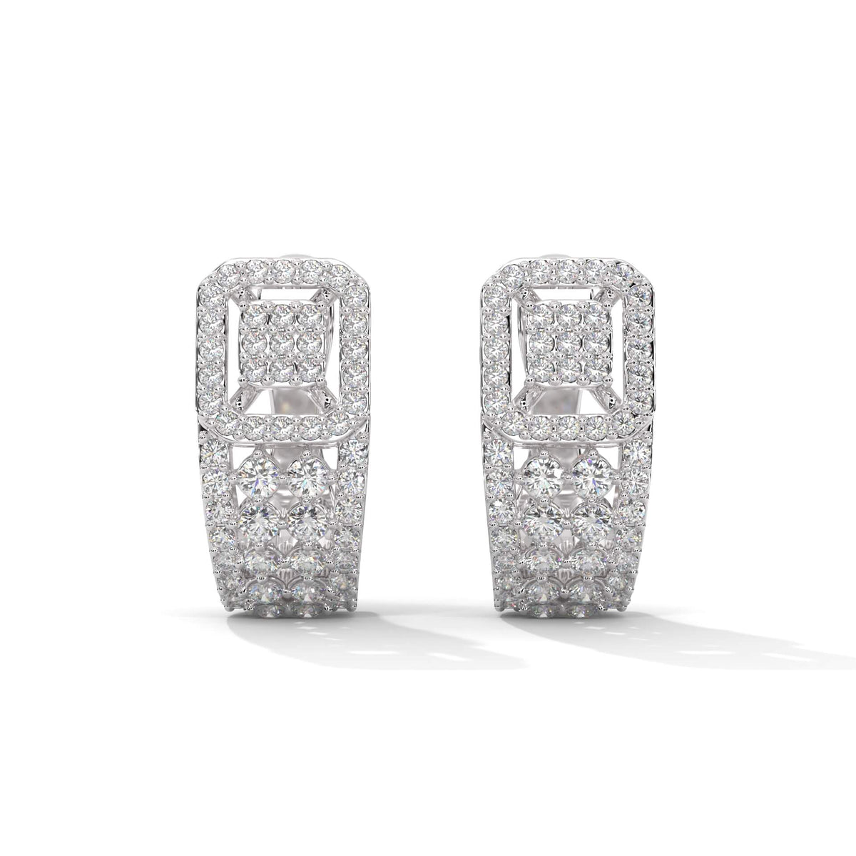 Silver Toned American Diamond Studded Classic Hoop Earrings