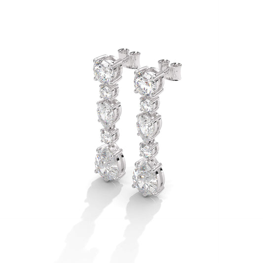 Drop Jazz Silver Diamond Earrings