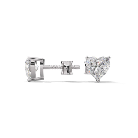 Heart Shaped Solitaire Diamond Stud Earrings