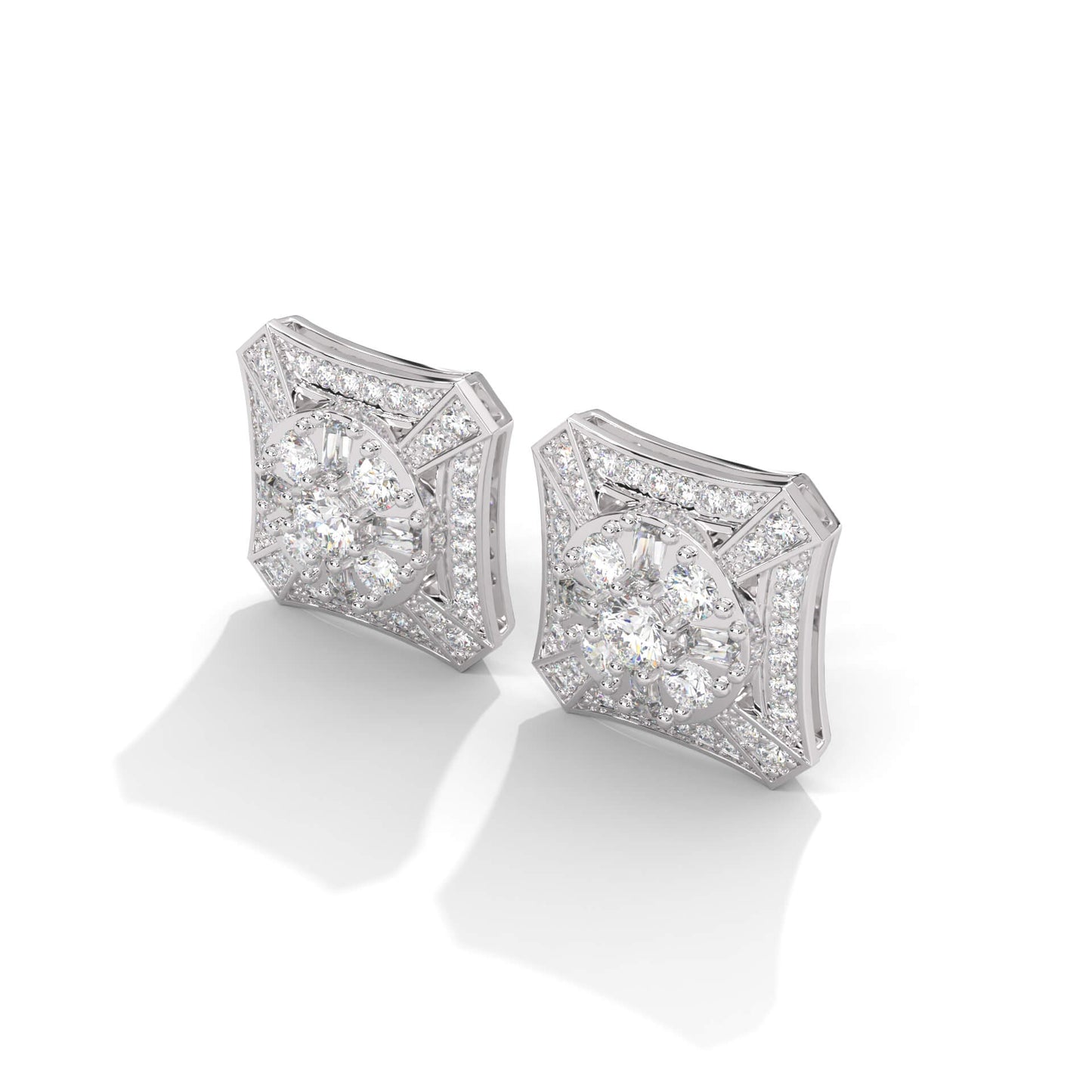 Natural Diamond Stud Earrings in 925 Sterling Silver