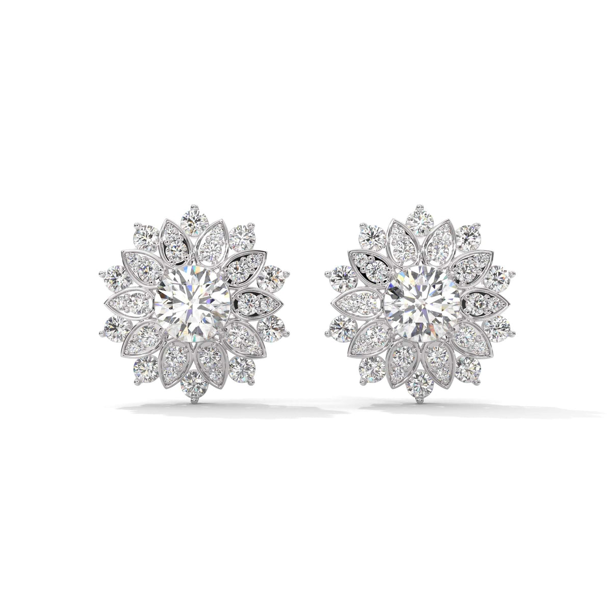 925 Sterling Silver Spring Flower Stud Earrings For Women 