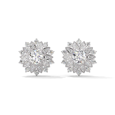 925 Sterling Silver Spring Flower Stud Earrings For Women 