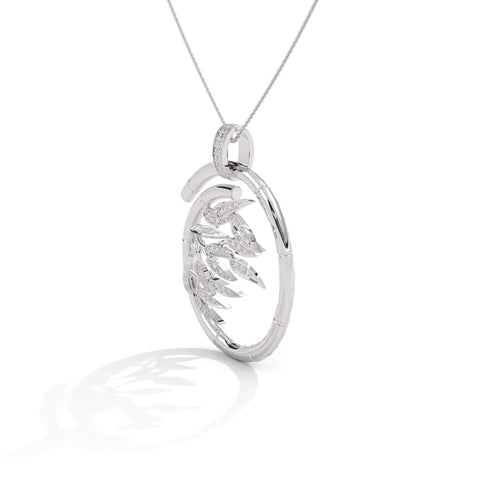 Silver Leaf Necklace - Circle pendant