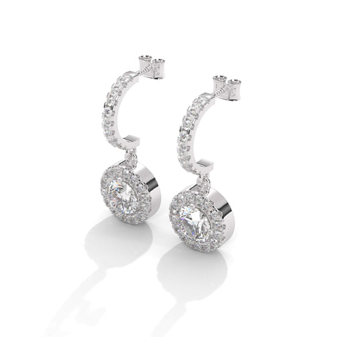 Drop White Diamond Silver Earrings