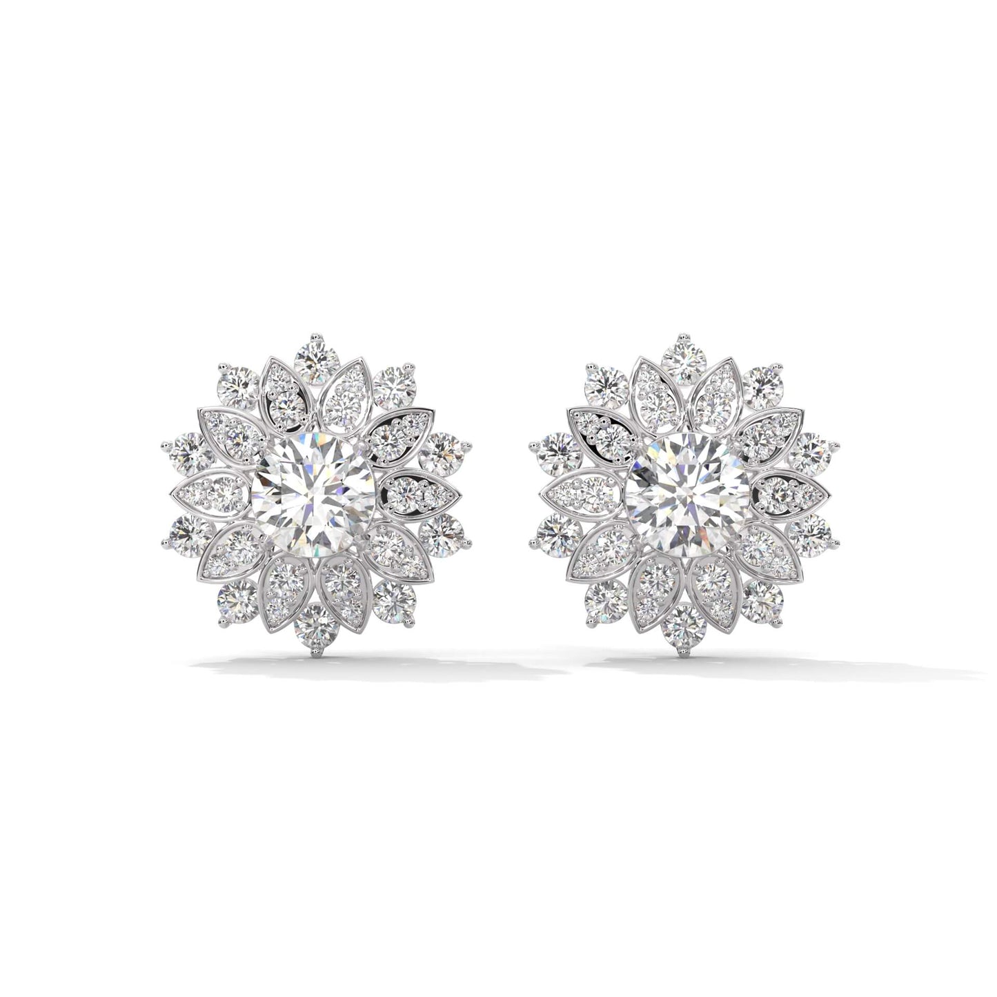 Brilliant Round Cut Diamond Halo Stud Earrings