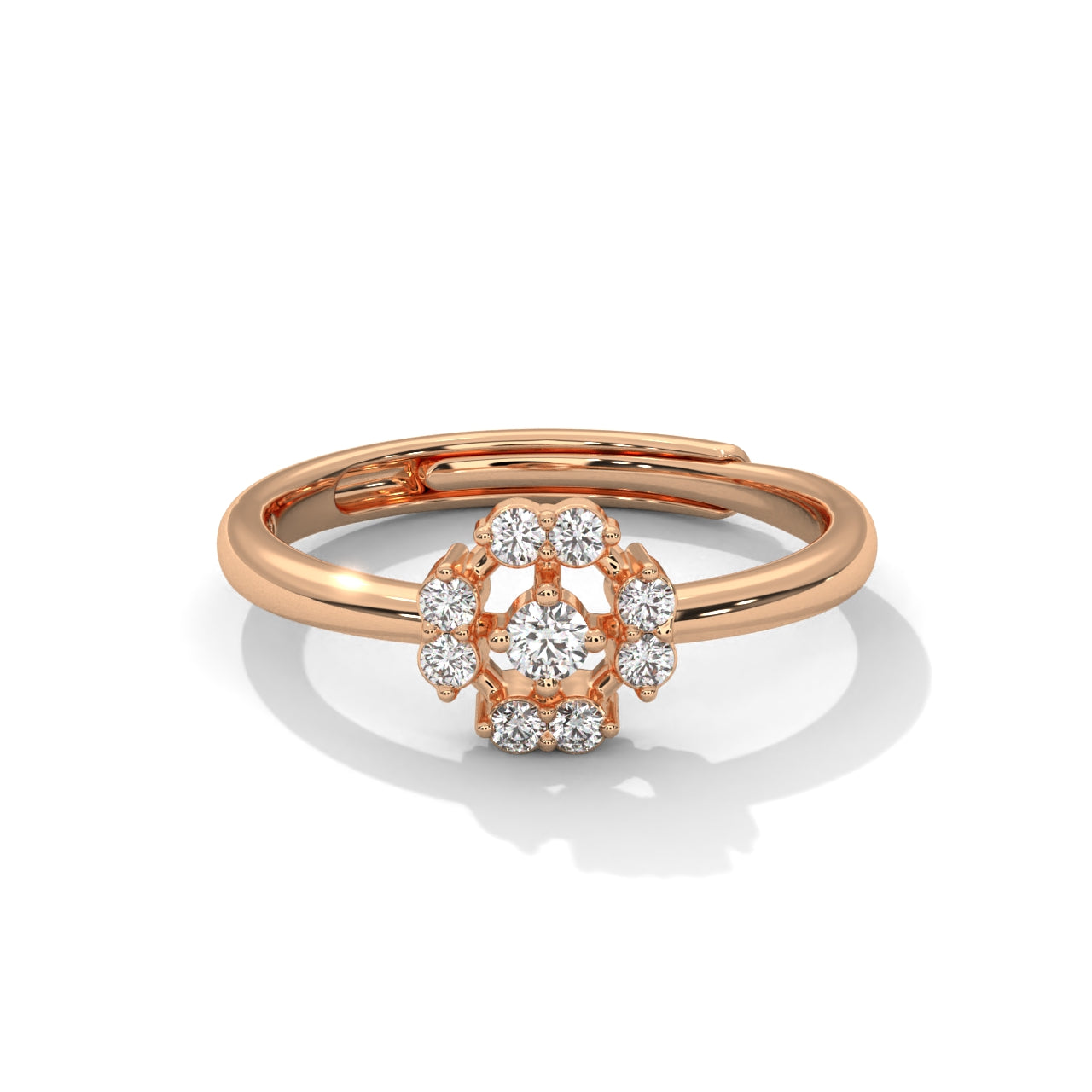 Nature-Inspired Silver Diamond Ring