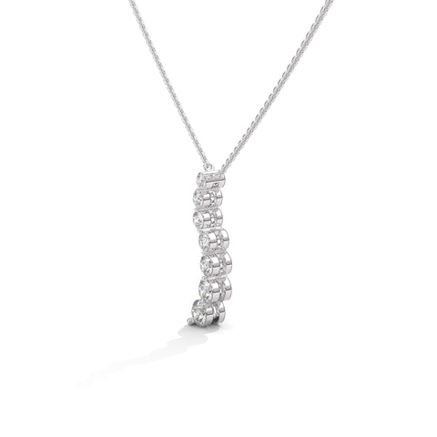 Graduated Diamond Drop Pendant Necklace - Round Cut Cubic Zirconia