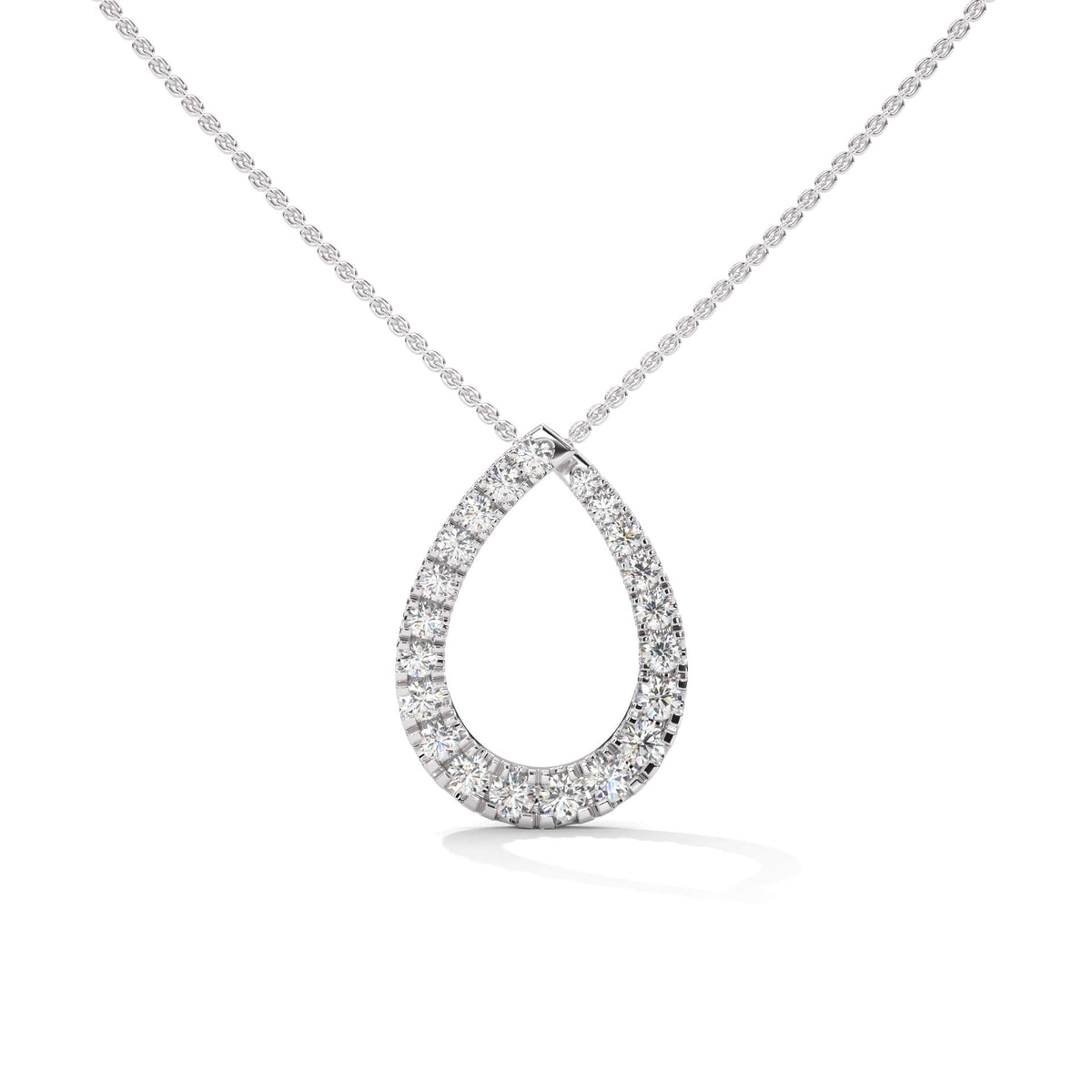 Silver Diamond Pear Drop Necklace pendant