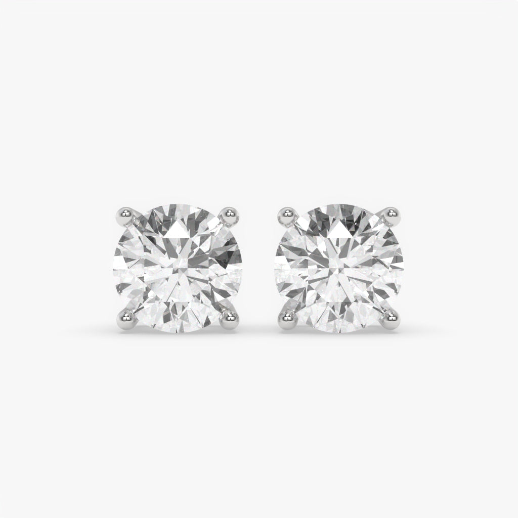 Brilliant Round Diamond silver Earring