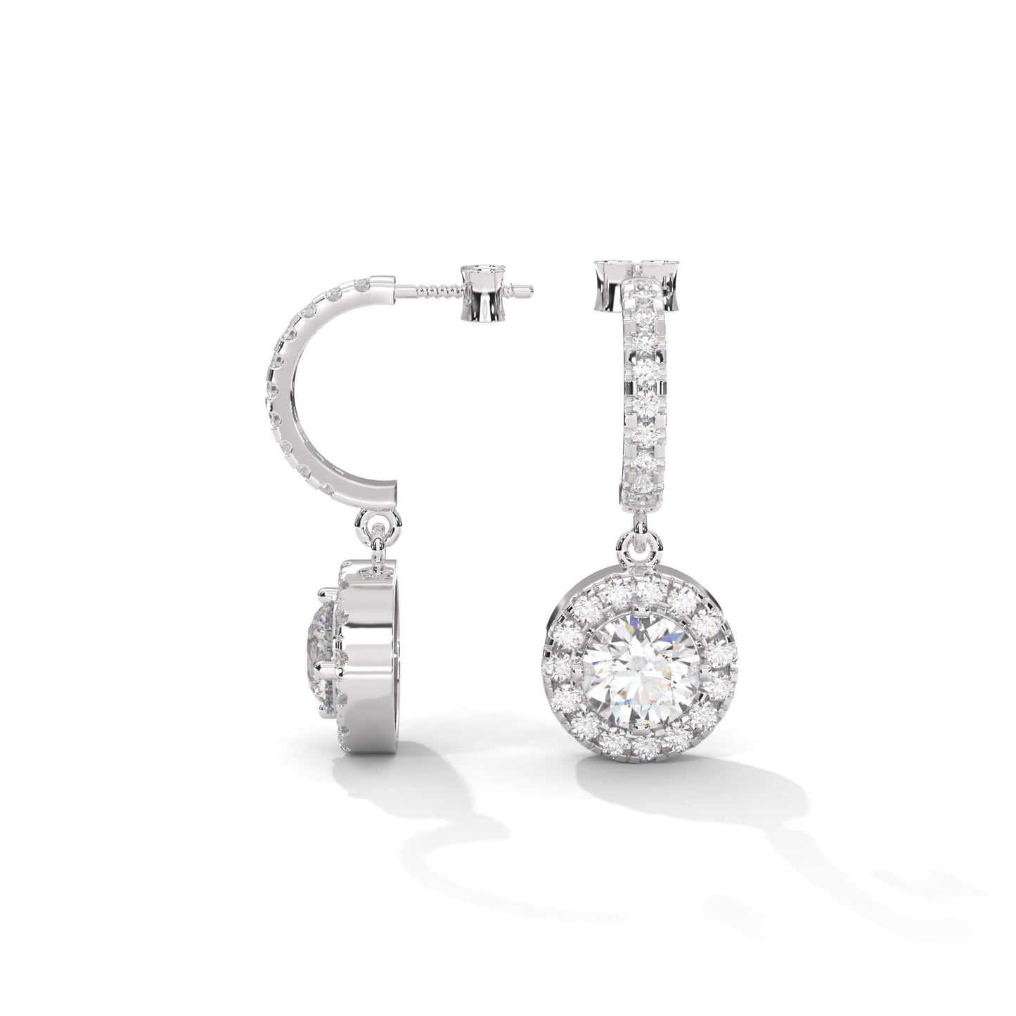 Drop White Diamond Silver Earrings