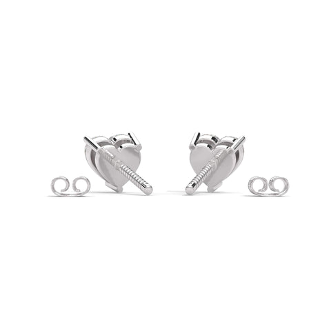 Heart Shaped Solitaire Diamond Stud Earrings