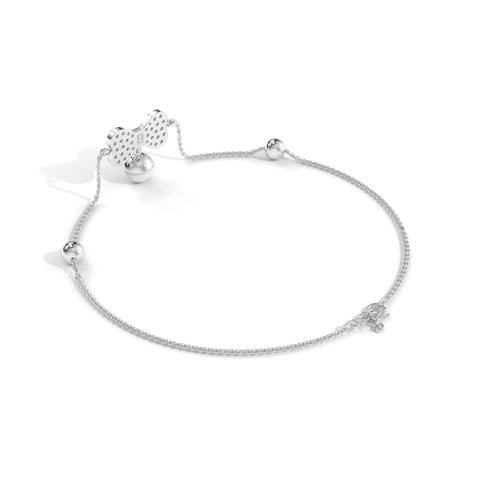 Unique Modern Studded Bow Tie silver Anklet With Pearl for women