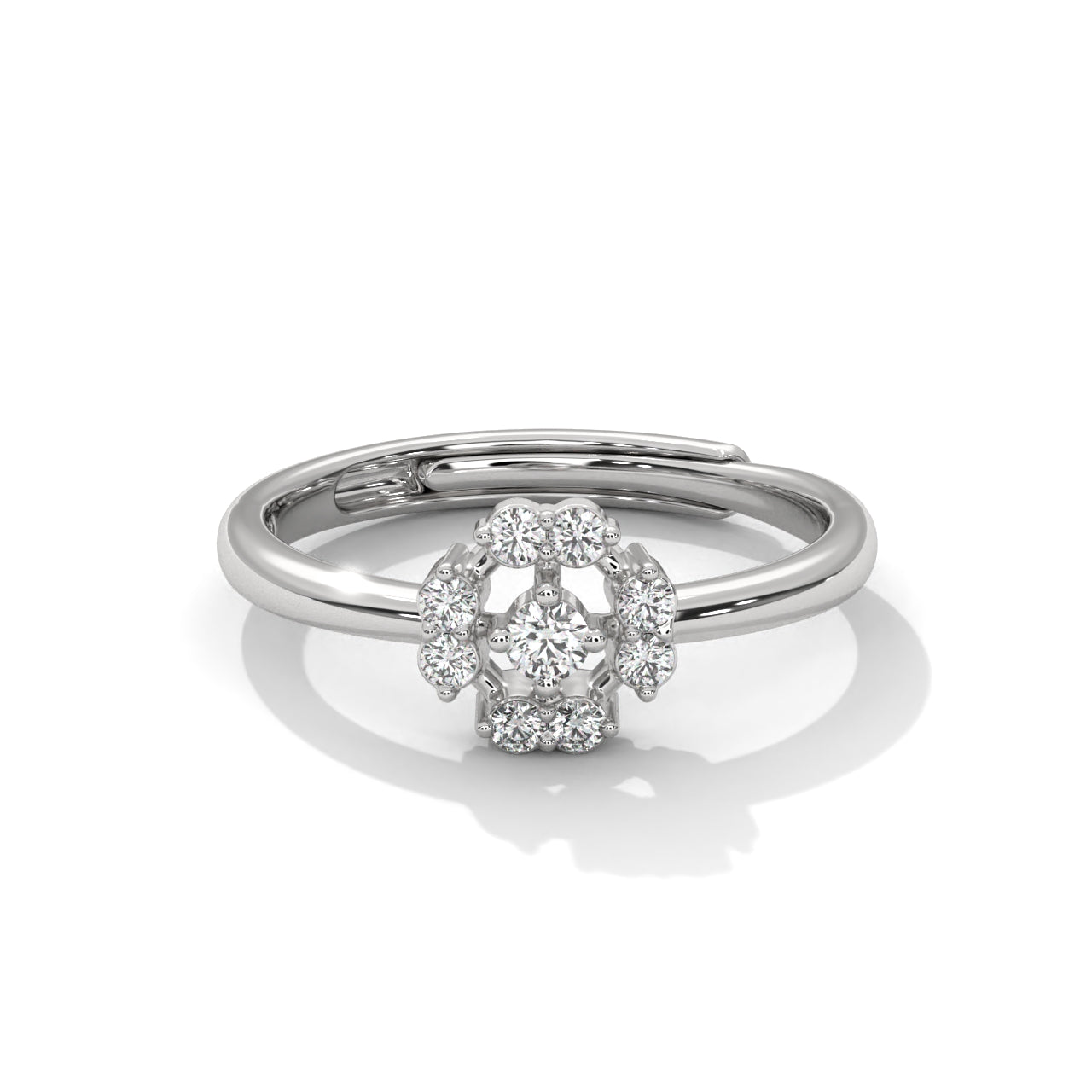 Nature-Inspired Silver Diamond Ring