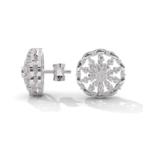 925 Sterling Silver Diamond Studded Stud Earrings