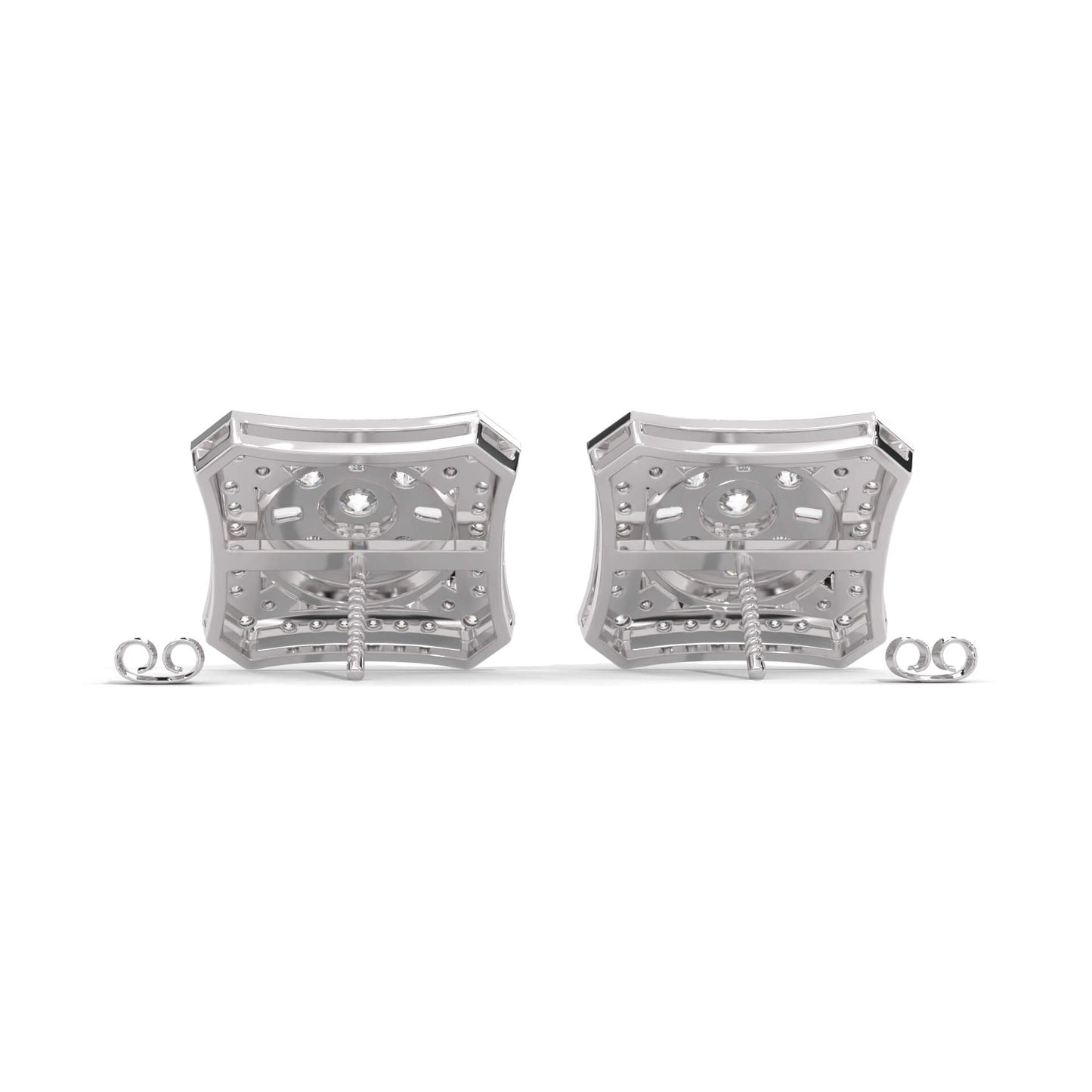 Natural Diamond Stud Earrings in 925 Sterling Silver