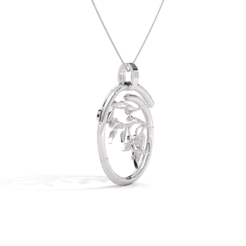 Silver Leaf Necklace - Circle pendant