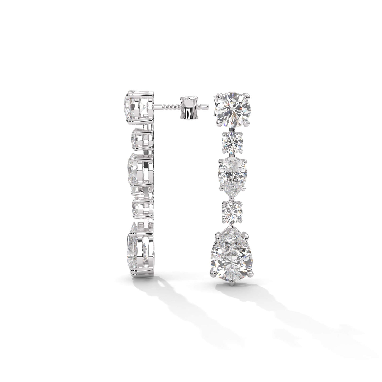 Drop Jazz Silver Diamond Earrings