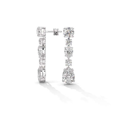 Drop Jazz Silver Diamond Earrings