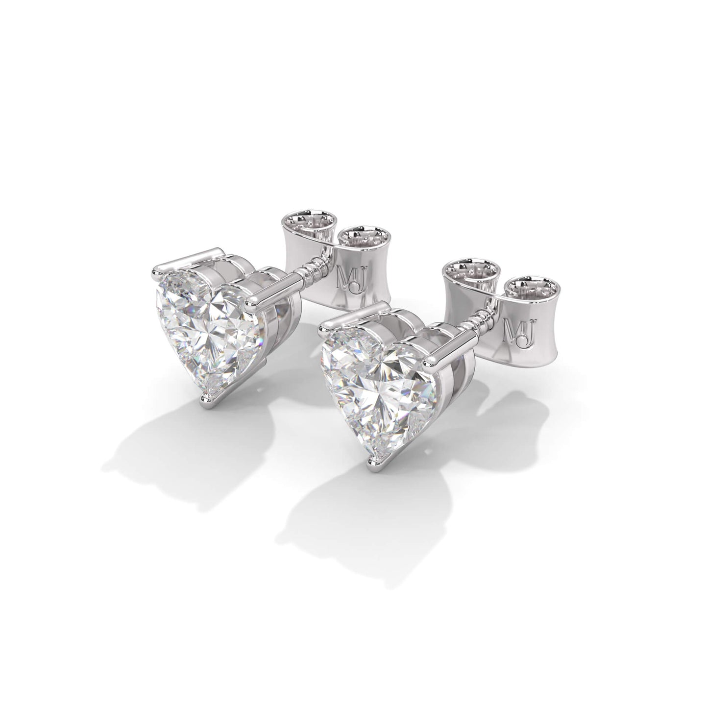 Heart Shaped Solitaire Diamond Stud Earrings