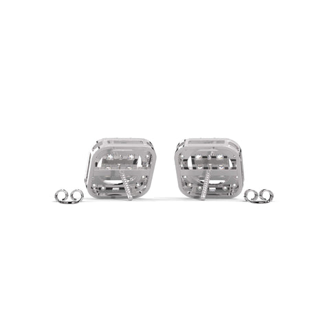 Square Diamond Shaped Stud Silver Earrings