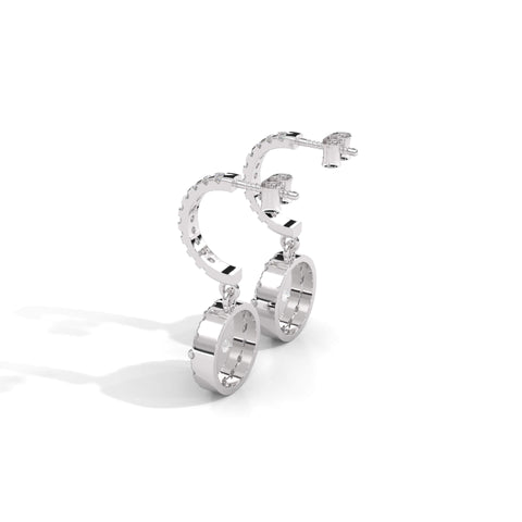 Drop White Diamond Silver Earrings