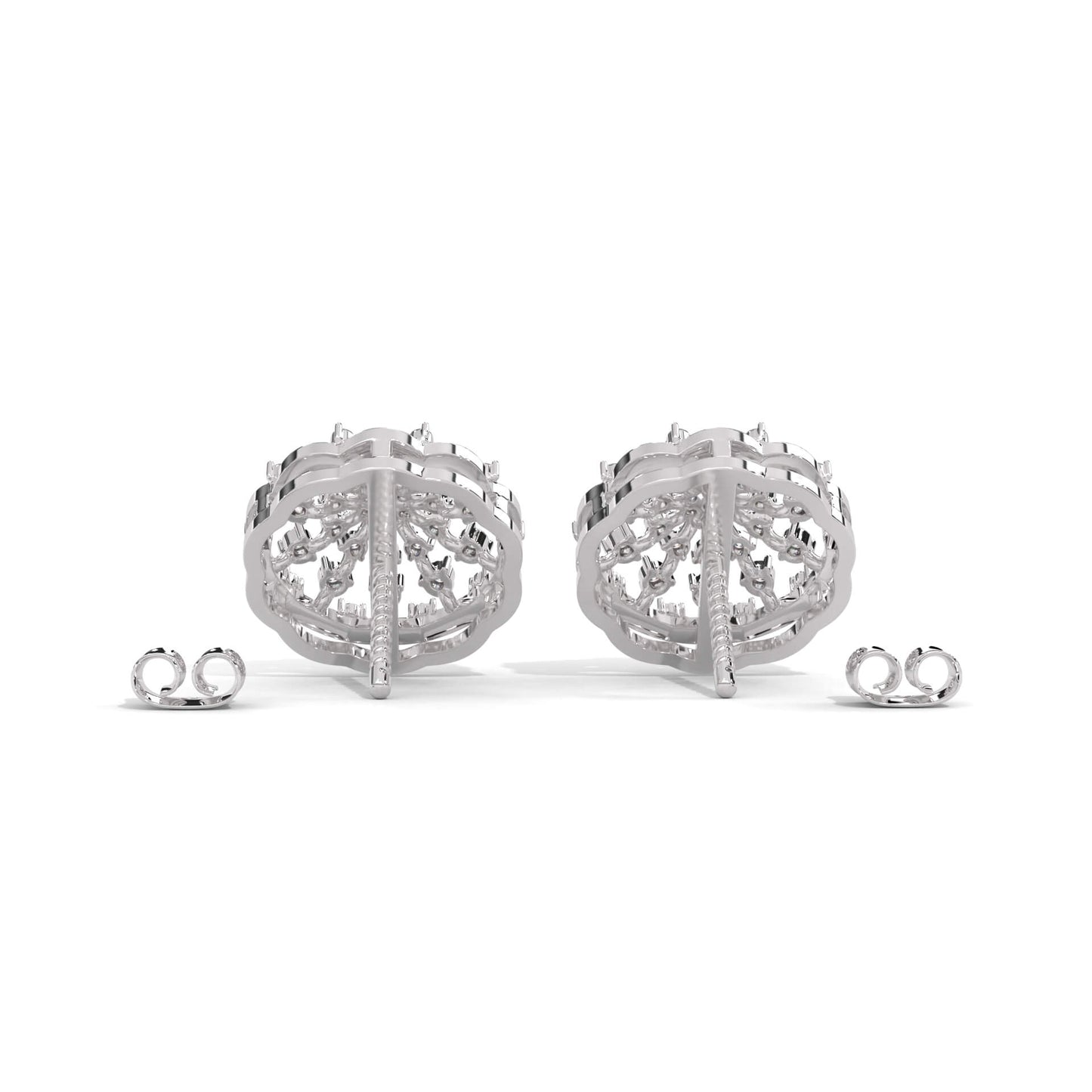 925 Sterling Silver Diamond Studded Stud Earrings