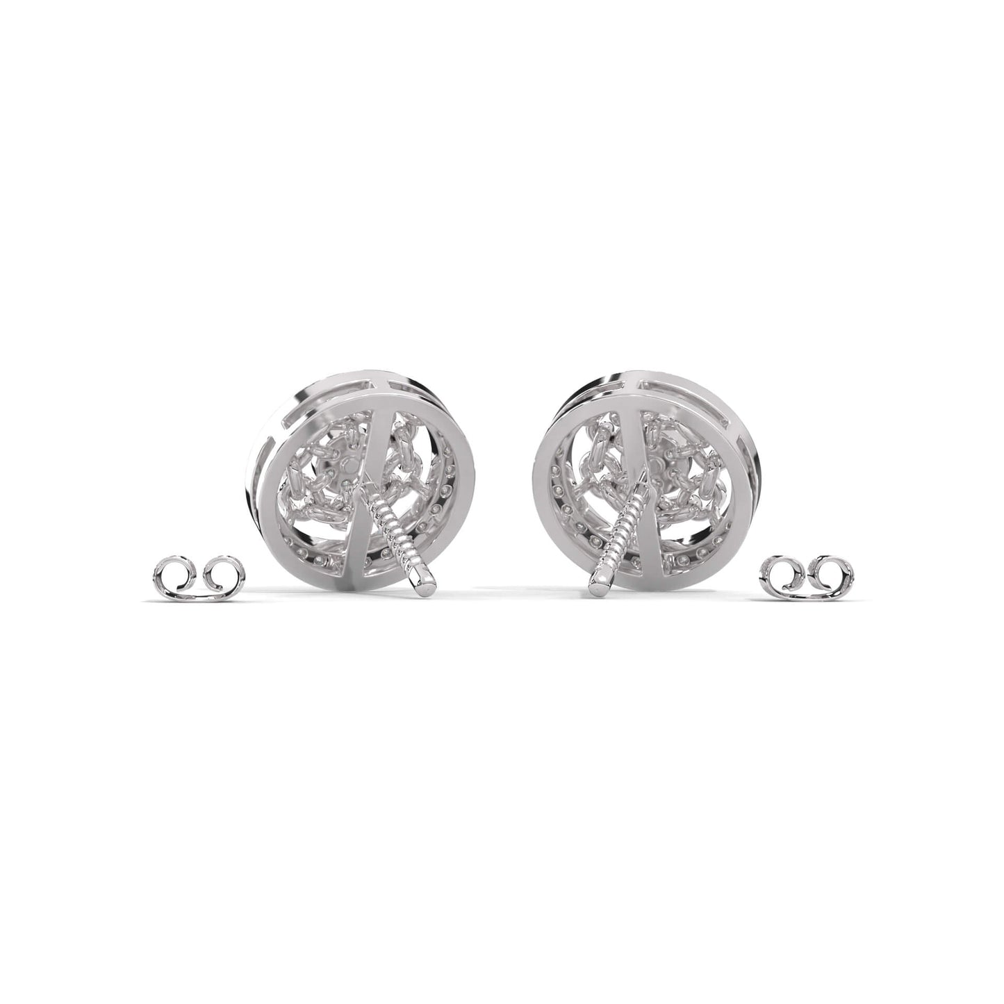 Diamond Cluster Stud Silver Earrings