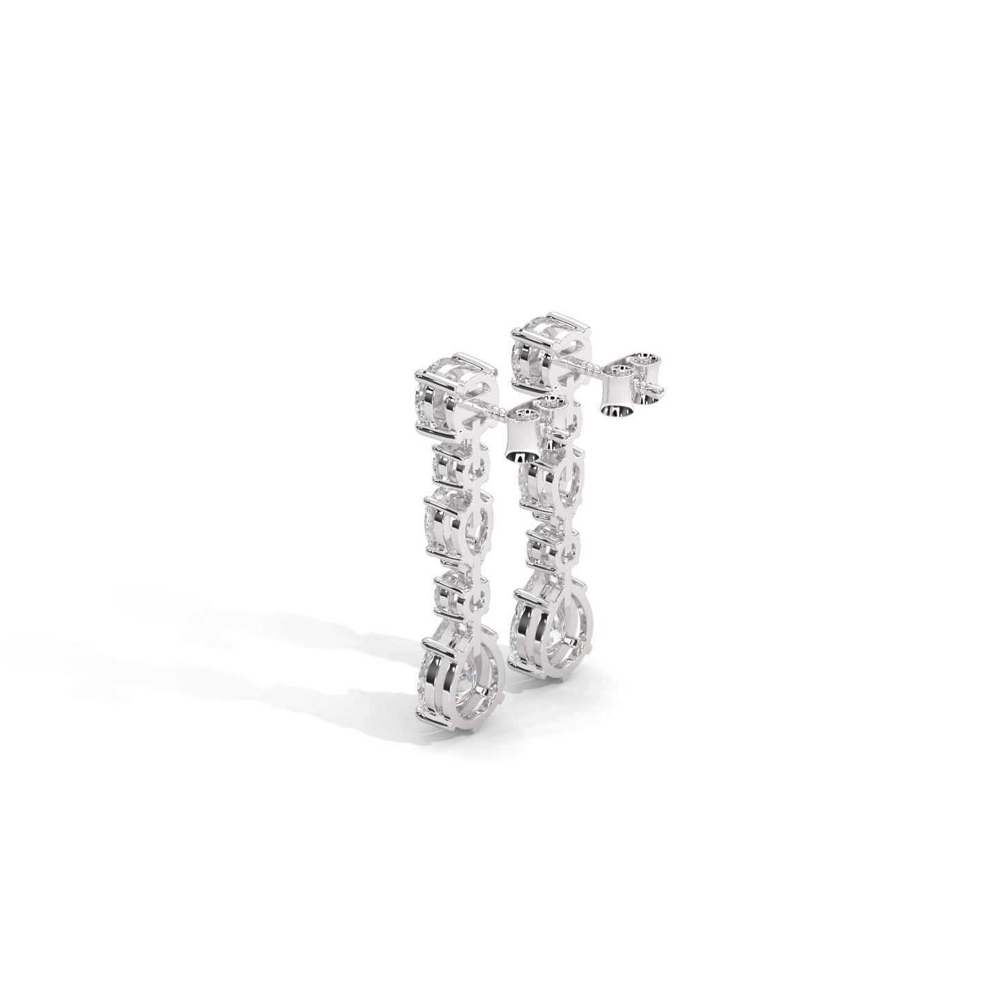 Drop Jazz Silver Diamond Earrings