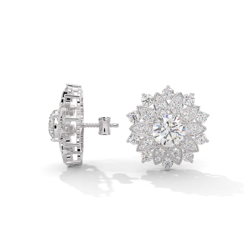 Brilliant Round Cut Diamond Halo Stud Earrings